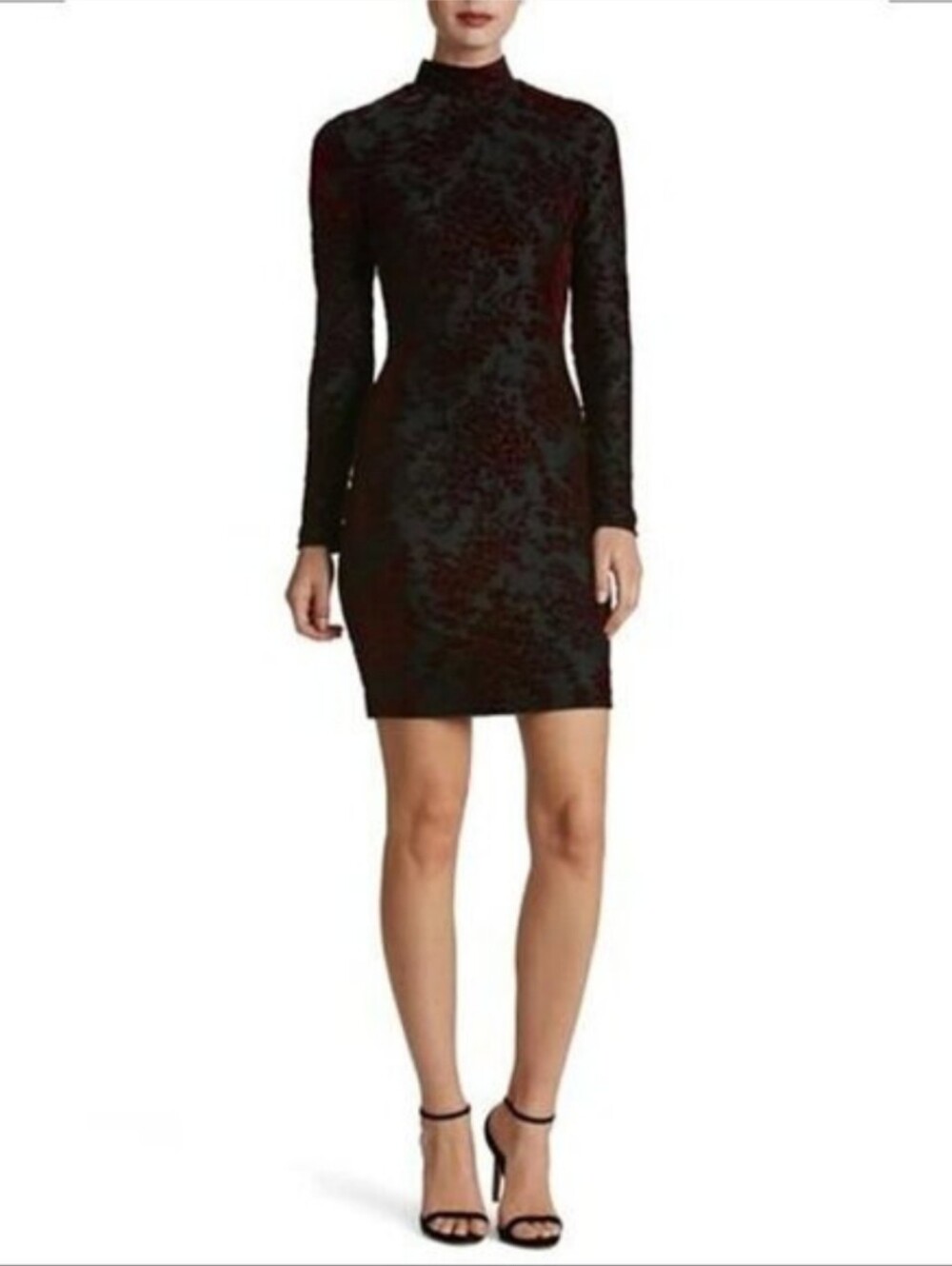 Dress The Population Dana Long Sleeve Mock Neck Burnout Velvet Dress Size Small